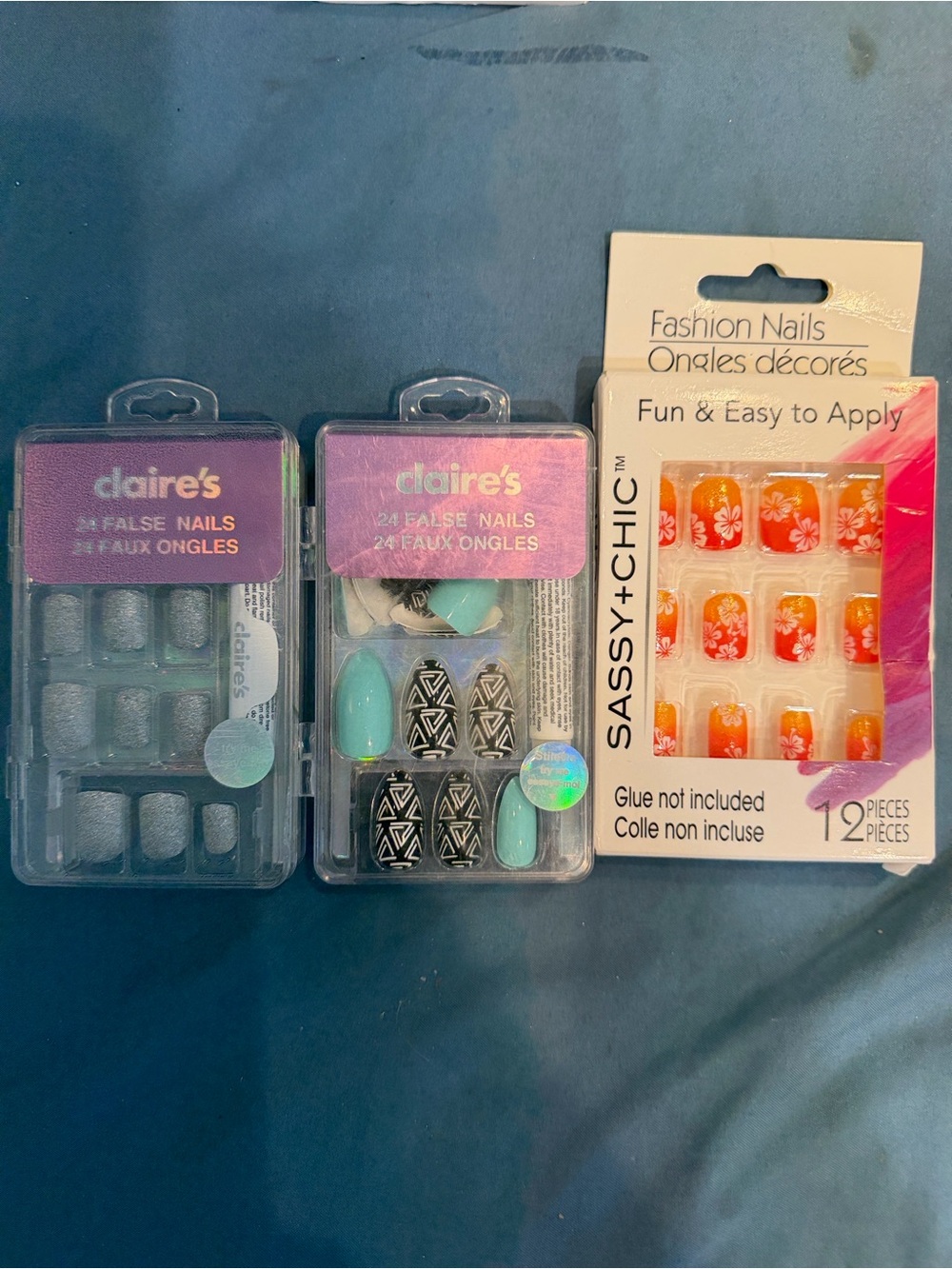 claire's Mint & Silver False Nail Sets